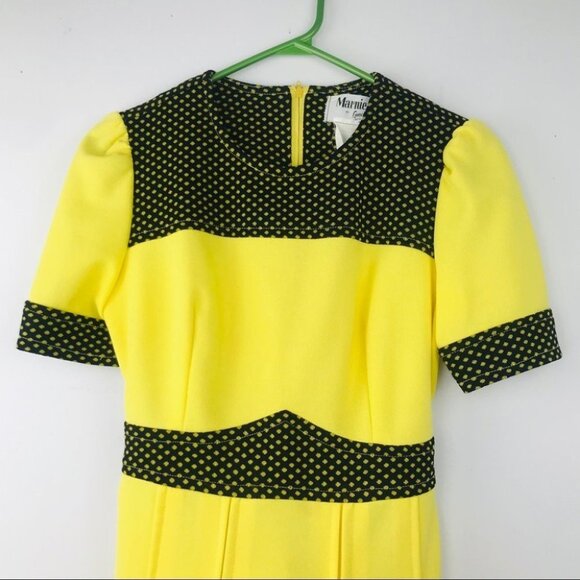 Marnie By London Yellow Polka dot Short Sleeve vintage Western Boho Flare Dress - Picture 9 of 16